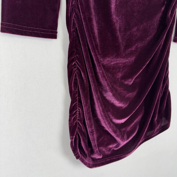Lulus Dress Womens Large Purple Velvet Ruched Bodycon Fitted Holiday Event Party - Picture 5 of 16